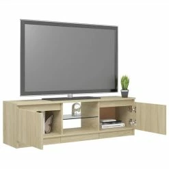 TV Cabinet With LED Lights Sonoma Oak 120x30x35.5 Cm 11 TV Cabinet With LED Lights Sonoma Oak 120x30x35.5 Cm -NEWTRAL Sales Shop TV Cabinet with LED Lights Sonoma Oak 120x30x35 5 cm 476537 5