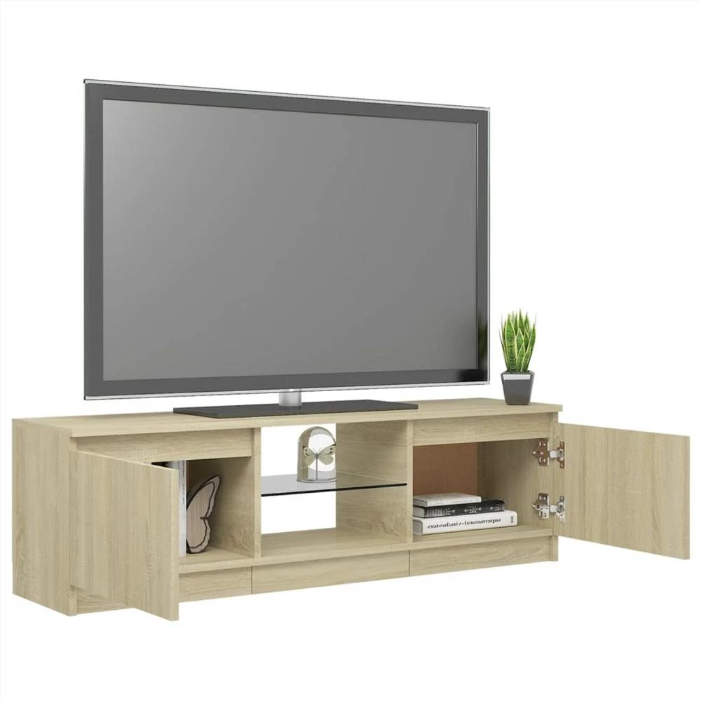 TV Cabinet With LED Lights Sonoma Oak 120x30x35.5 Cm 6 TV Cabinet With LED Lights Sonoma Oak 120x30x35.5 Cm - Image 6