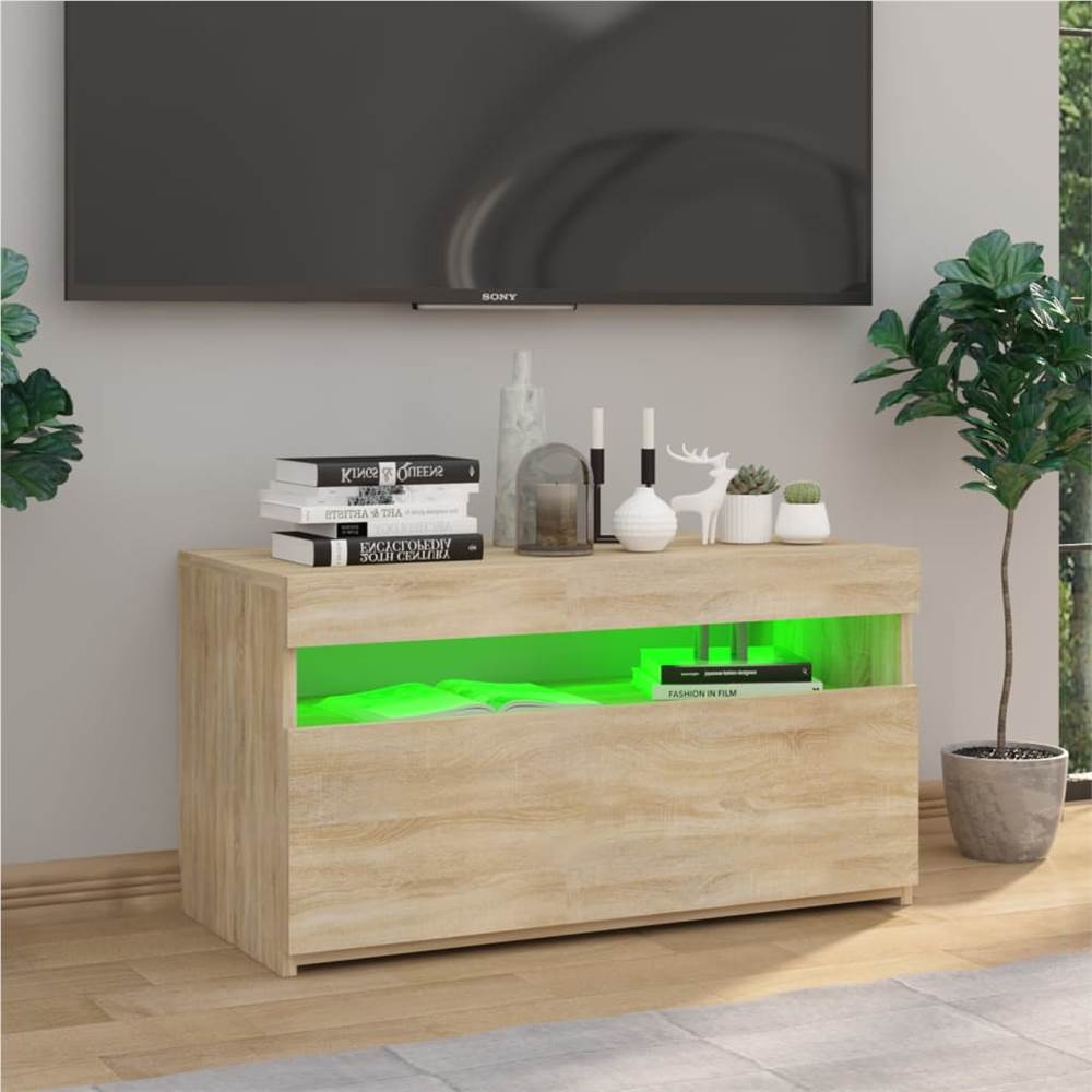 TV Cabinet with LED Lights Sonoma Oak 75x35x40 cm TV Cabinet With LED Lights Sonoma Oak 75x35x40 Cm -NEWTRAL Sales Shop TV Cabinet with LED Lights Sonoma Oak 75x35x40 cm 509317 4