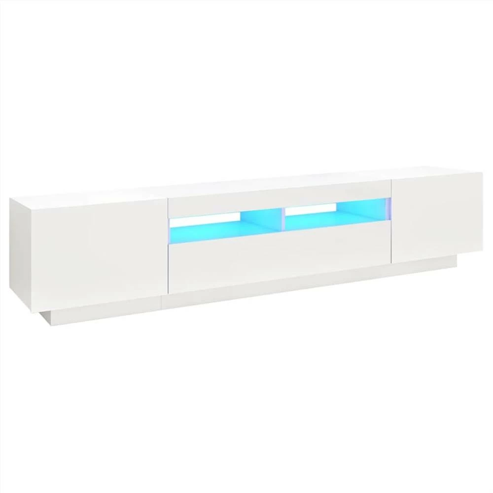 TV Cabinet With LED Lights White 200x35x40 Cm 2 TV Cabinet With LED Lights White 200x35x40 Cm - Image 2