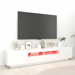 TV Cabinet With LED Lights White 200x35x40 Cm 8 TV Cabinet With LED Lights White 200x35x40 Cm -NEWTRAL Sales Shop TV Cabinet with LED Lights White 200x35x40 cm 491709 2