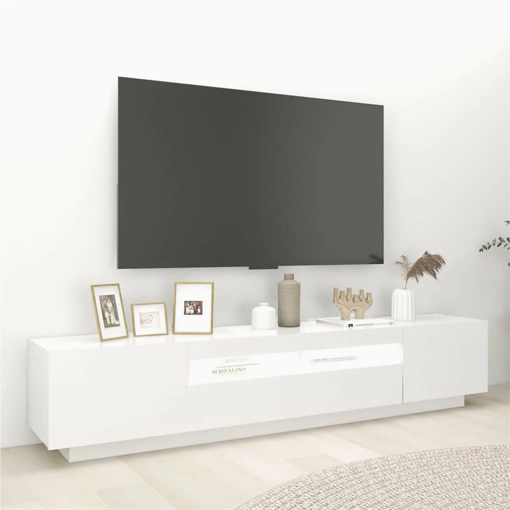 TV Cabinet With LED Lights White 200x35x40 Cm 5 TV Cabinet With LED Lights White 200x35x40 Cm - Image 5