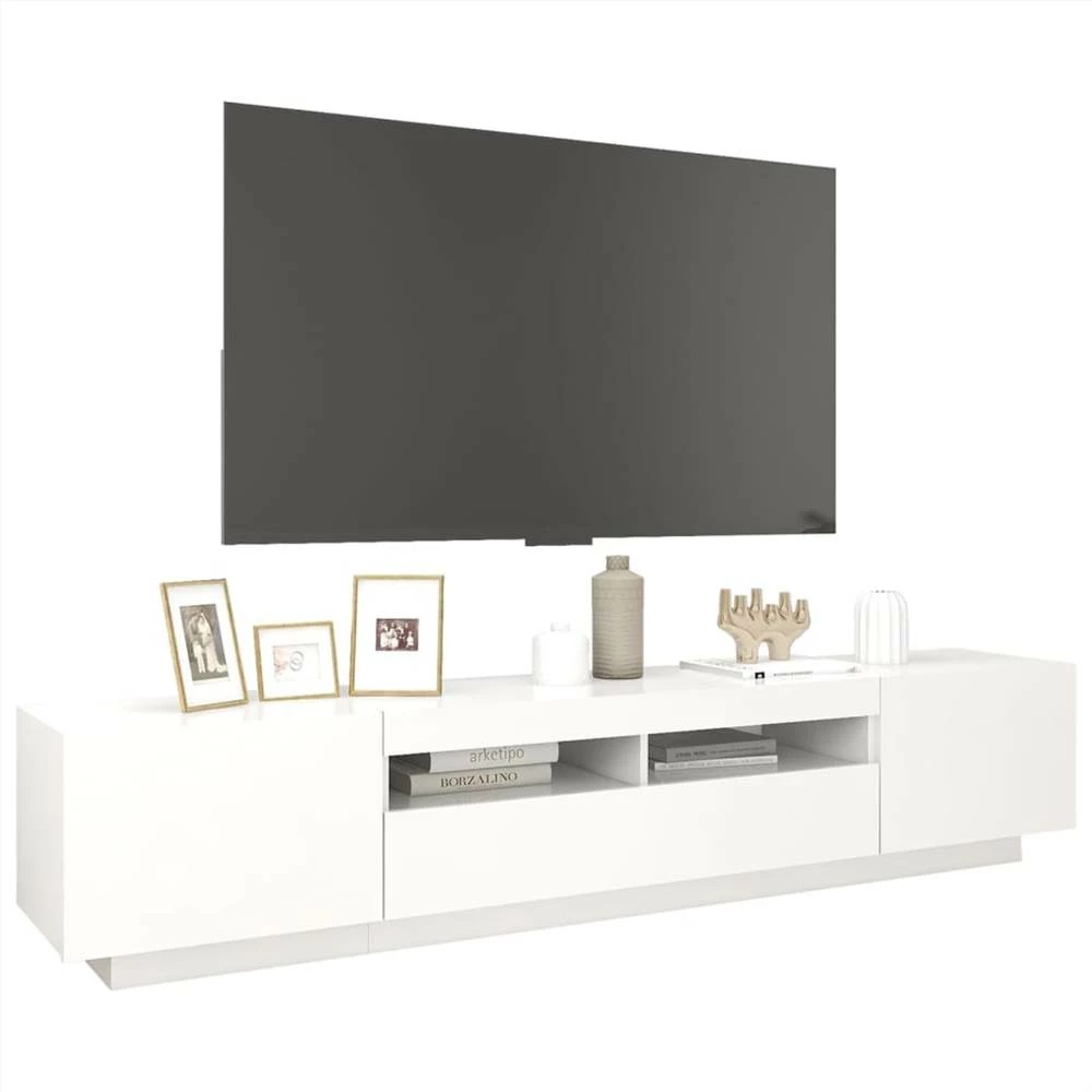 TV Cabinet With LED Lights White 200x35x40 Cm 6 TV Cabinet With LED Lights White 200x35x40 Cm - Image 6