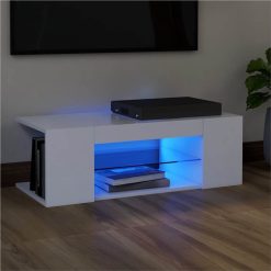 TV Cabinet With LED Lights White 90x39x30 Cm