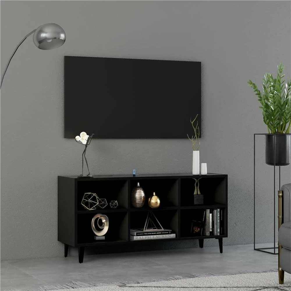 TV Cabinet With Metal Legs Black 103.5x30x50 Cm 1 TV Cabinet With Metal Legs Black 103.5x30x50 Cm