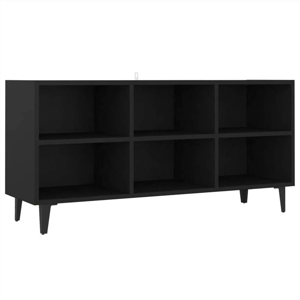 TV Cabinet With Metal Legs Black 103.5x30x50 Cm 2 TV Cabinet With Metal Legs Black 103.5x30x50 Cm - Image 2