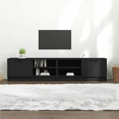 TV Cabinets 2 Pcs Black 80x35x36.5 Cm Engineered Wood