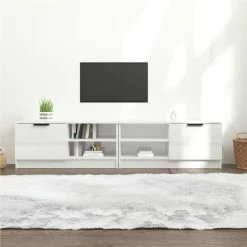 TV Cabinets 2 Pcs High Gloss White 80x35x36.5cm Engineered Wood