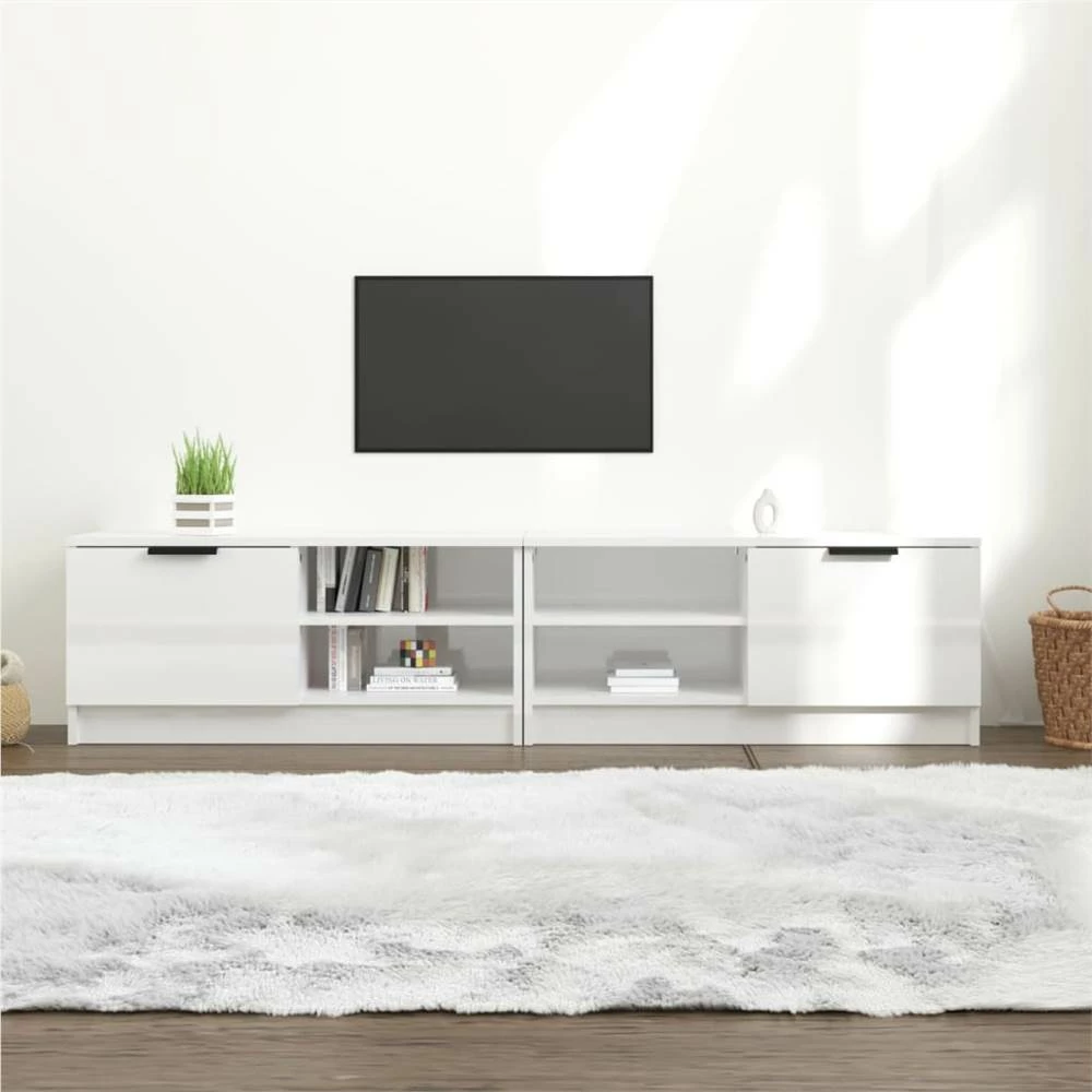 TV Cabinets 2 Pcs High Gloss White 80x35x36.5cm Engineered Wood 1 TV Cabinets 2 Pcs High Gloss White 80x35x36.5cm Engineered Wood