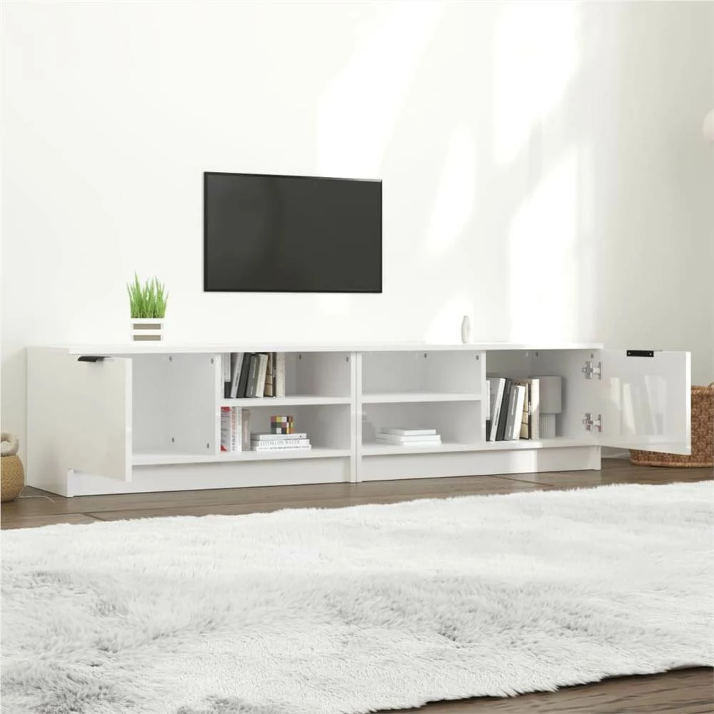 TV Cabinets 2 Pcs High Gloss White 80x35x36.5cm Engineered Wood 3 TV Cabinets 2 Pcs High Gloss White 80x35x36.5cm Engineered Wood - Image 3