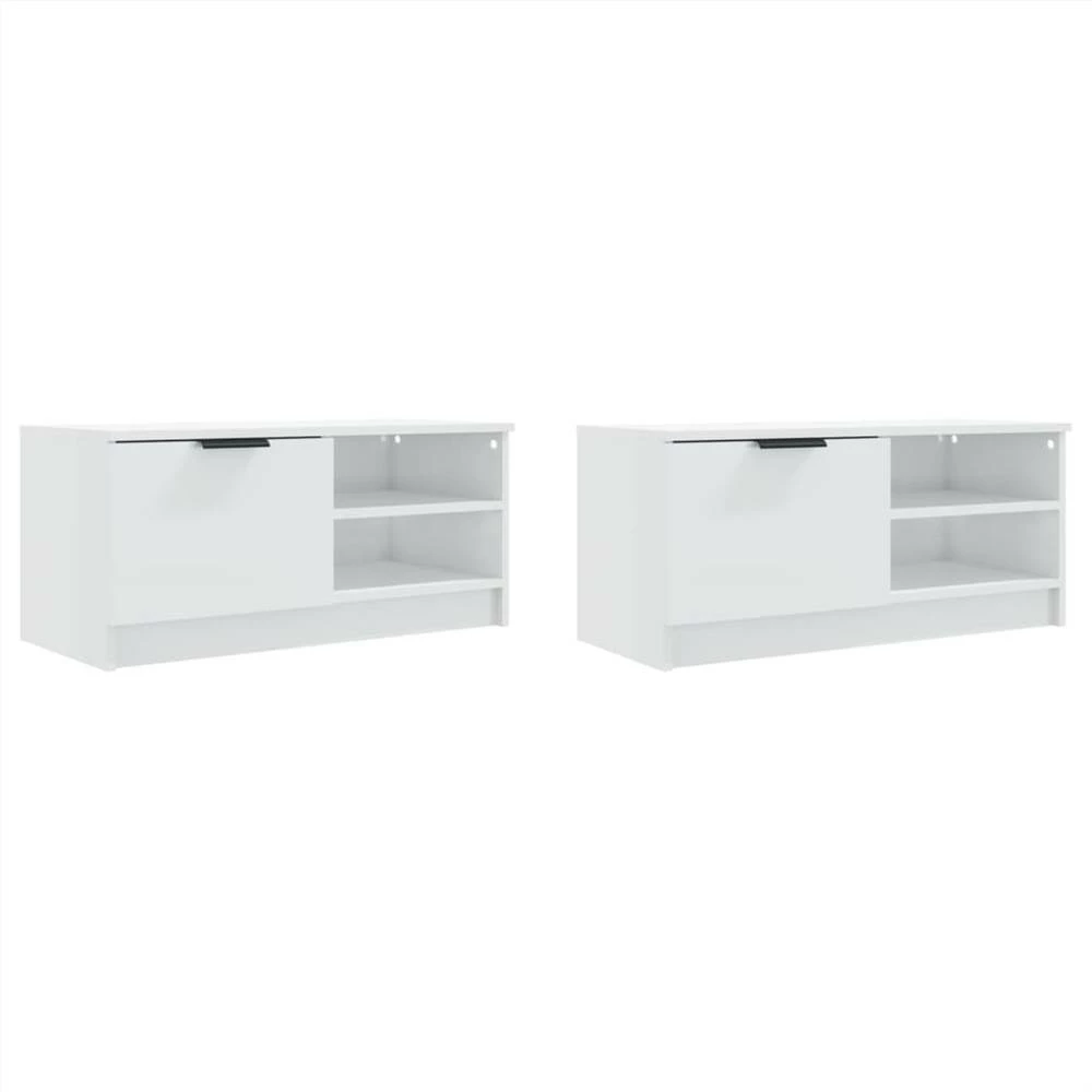 TV Cabinets 2 Pcs High Gloss White 80x35x36.5cm Engineered Wood 4 TV Cabinets 2 Pcs High Gloss White 80x35x36.5cm Engineered Wood - Image 4