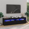 TV Cabinets 2 Pcs With LED Lights High Gloss Black 75x35x40 Cm