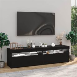 TV Cabinets 2 Pcs With LED Lights High Gloss Black 75x35x40 Cm -NEWTRAL Sales Shop TV Cabinets 2 pcs with LED Lights High Gloss Black 75x35x40 cm 509318 3
