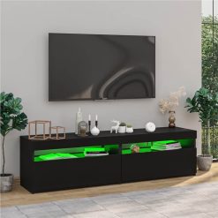 TV Cabinets 2 Pcs With LED Lights High Gloss Black 75x35x40 Cm -NEWTRAL Sales Shop TV Cabinets 2 pcs with LED Lights High Gloss Black 75x35x40 cm 509318 4