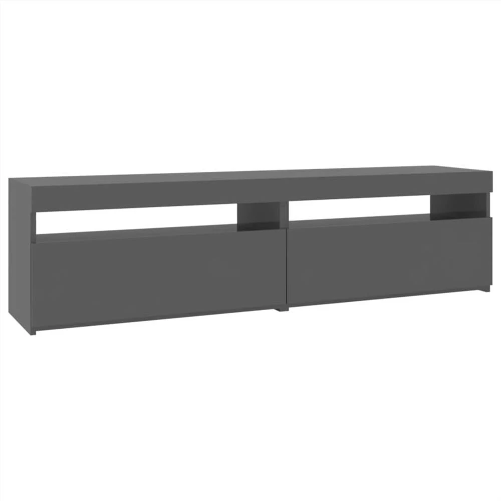 TV Cabinets 2 Pcs With LED Lights High Gloss Grey 75x35x40 Cm 2 TV Cabinets 2 Pcs With LED Lights High Gloss Grey 75x35x40 Cm - Image 2