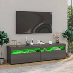 TV Cabinets 2 Pcs With LED Lights High Gloss Grey 75x35x40 Cm 10 TV Cabinets 2 Pcs With LED Lights High Gloss Grey 75x35x40 Cm -NEWTRAL Sales Shop TV Cabinets 2 pcs with LED Lights High Gloss Grey 75x35x40 cm 509321 4