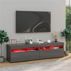 TV Cabinets 2 Pcs With LED Lights High Gloss Grey 75x35x40 Cm 11 TV Cabinets 2 Pcs With LED Lights High Gloss Grey 75x35x40 Cm -NEWTRAL Sales Shop TV Cabinets 2 pcs with LED Lights High Gloss Grey 75x35x40 cm 509321 5