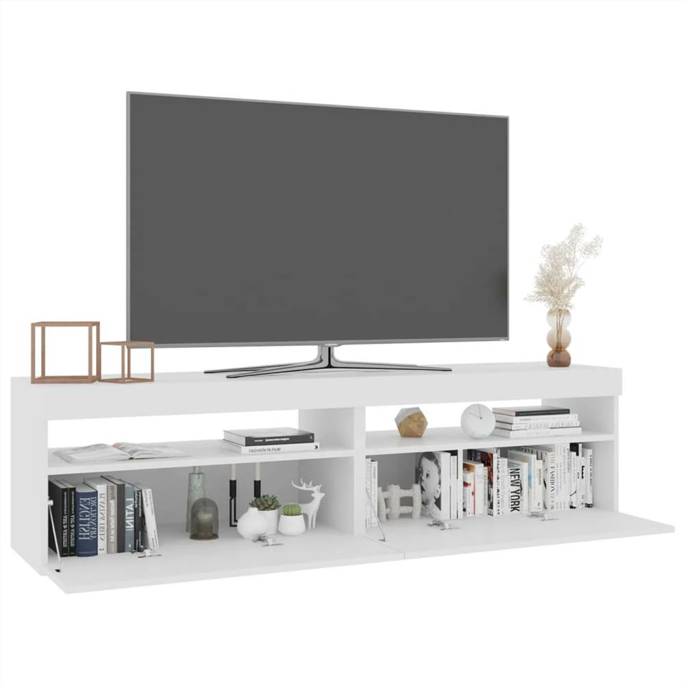 TV Cabinets 2 Pcs With LED Lights High Gloss White 75x35x40 Cm 3 TV Cabinets 2 Pcs With LED Lights High Gloss White 75x35x40 Cm - Image 3