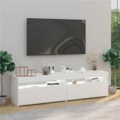 TV Cabinets 2 Pcs With LED Lights High Gloss White 75x35x40 Cm 9 TV Cabinets 2 Pcs With LED Lights High Gloss White 75x35x40 Cm -NEWTRAL Sales Shop TV Cabinets 2 pcs with LED Lights High Gloss White 75x35x40 cm 509313 3