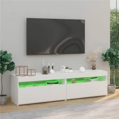 TV Cabinets 2 Pcs With LED Lights High Gloss White 75x35x40 Cm 10 TV Cabinets 2 Pcs With LED Lights High Gloss White 75x35x40 Cm -NEWTRAL Sales Shop TV Cabinets 2 pcs with LED Lights High Gloss White 75x35x40 cm 509313 4