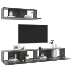 TV Cabinets 3 Pcs High Gloss Grey Chipboard 2 TV Cabinets 3 Pcs High Gloss Grey Chipboard -NEWTRAL Sales Shop TV Cabinets 3 pcs High Gloss Grey Chipboard 481395 2