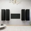 TV Cabinets 4 Pcs Black 30.5x30x110 Cm Chipboard
