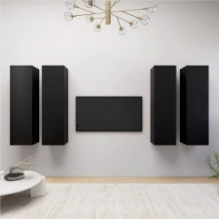 TV Cabinets 4 Pcs Black 30.5x30x110 Cm Chipboard