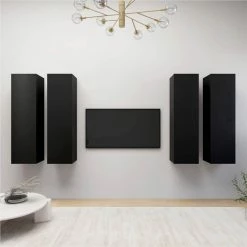 TV Cabinets 4 Pcs Black 30.5x30x110 Cm Chipboard