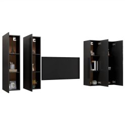TV Cabinets 4 Pcs Black 30.5x30x110 Cm Chipboard -NEWTRAL Sales Shop TV Cabinets 4 pcs Black 30 5x30x110 cm Chipboard 476497 2
