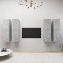 TV Cabinets 4 Pcs Concrete Grey 30.5x30x110 Cm Chipboard