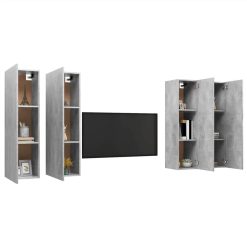 TV Cabinets 4 Pcs Concrete Grey 30.5x30x110 Cm Chipboard -NEWTRAL Sales Shop TV Cabinets 4 pcs Concrete Grey 30 5x30x110 cm Chipboard 474244 2