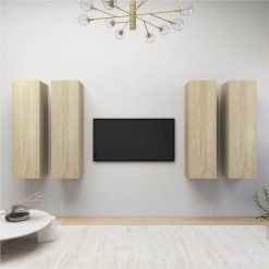 TV Cabinets 4 Pcs Sonoma Oak 30.5x30x110 Cm Chipboard