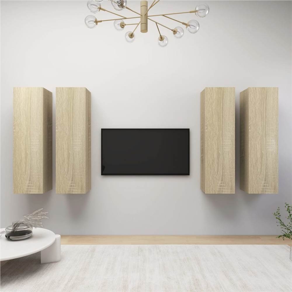 TV Cabinets 4 pcs Sonoma Oak 30.5x30x110 cm Chipboard TV Cabinets 4 Pcs Sonoma Oak 30.5x30x110 Cm Chipboard -NEWTRAL Sales Shop TV Cabinets 4 pcs Sonoma Oak 30 5x30x110 cm Chipboard 473757 0