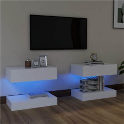 TV Cabinets With LED Lights 2 Pcs White 60x35 Cm