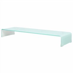 TV Stand/Monitor Riser Glass White 100x30x13 Cm