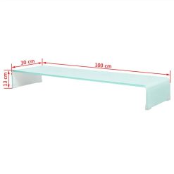 TV Stand/Monitor Riser Glass White 100x30x13 Cm 4 TV Stand/Monitor Riser Glass White 100x30x13 Cm -NEWTRAL Sales Shop TV Stand Monitor Riser Glass White 100x30x13 cm 455152 4