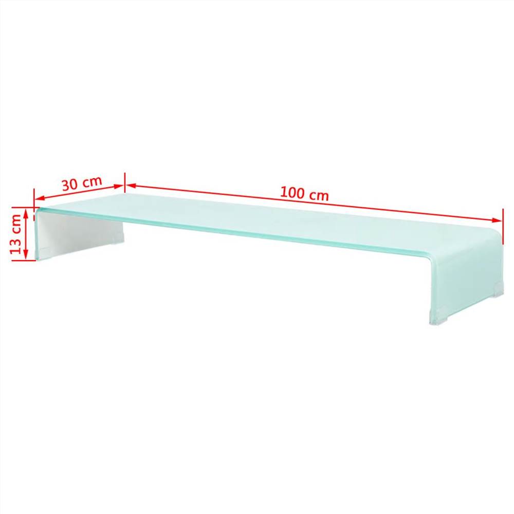 TV Stand/Monitor Riser Glass White 100x30x13 cm TV Stand/Monitor Riser Glass White 100x30x13 Cm -NEWTRAL Sales Shop TV Stand Monitor Riser Glass White 100x30x13 cm 455152 4