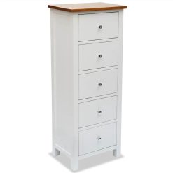 Tall Chest Of Drawers 45x32x115 Cm Solid Oak Wood