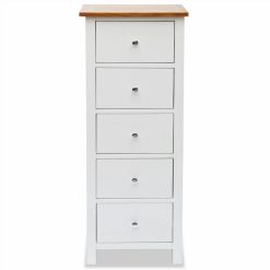 Tall Chest Of Drawers 45x32x115 Cm Solid Oak Wood -NEWTRAL Sales Shop Tall Chest of Drawers 45x32x115 cm Solid Oak Wood 441519 2