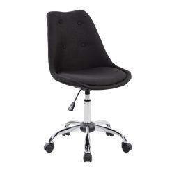 Techni Modern Leisure Polyester Swivel Chair Height Adjustable With Curved Backrest And Casters For Living Room, Bedroom, Dining Room, Office - Black -NEWTRAL Sales Shop Techni Mobili Armless Task Chair with Buttons Black 469929 2