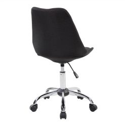 Techni Modern Leisure Polyester Swivel Chair Height Adjustable With Curved Backrest And Casters For Living Room, Bedroom, Dining Room, Office - Black -NEWTRAL Sales Shop Techni Mobili Armless Task Chair with Buttons Black 469929 4