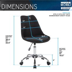Techni Modern Leisure Polyester Swivel Chair Height Adjustable With Curved Backrest And Casters For Living Room, Bedroom, Dining Room, Office - Black -NEWTRAL Sales Shop Techni Mobili Armless Task Chair with Buttons Black 469929 5