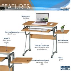 Techni Mobili 43" Computer Desk With Slide-out Keyboard Tray, Side Shelf, MDF Tabletop And Metal Frame, For Game Room, Small Space, Study Room - Cherry -NEWTRAL Sales Shop Techni Mobili Compact Computer Desk with Side Shelf and Keyboard Panel Cherry 471485 2