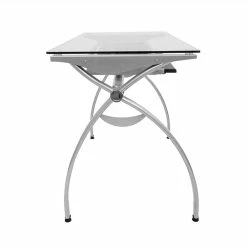 Techni Mobili Home Office L-Shaped Computer Desk With Pull-Out Keyboard Panel, Glass Tabletop And Metal Frame, For Game Room, Small Space, Study Room - White 9 Techni Mobili Home Office L-Shaped Computer Desk With Pull-Out Keyboard Panel, Glass Tabletop And Metal Frame, For Game Room, Small Space, Study Room - White -NEWTRAL Sales Shop Techni Mobili Contempo Clear Glass Top Computer Desk with Pull Out Keyboard Panel Clear 471492 2