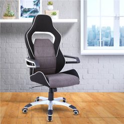 Techni Home Office Fabric Adjustable Rotatable Chair With Ergonomic High Backrest And Lumbar Support - Black
