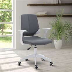 Techni Home Office Fabric Adjustable Rotatable Chair With Ergonomic Backrest And Casters - Gray