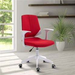Techni Home Office Fabric Adjustable Rotatable Chair With Ergonomic Backrest And Casters - Red