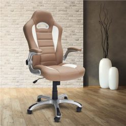 Techni Home Office Adjustable Rotatable Gaming Chair With Ergonomic High Backrest And Flip-Up Armrests - Camel