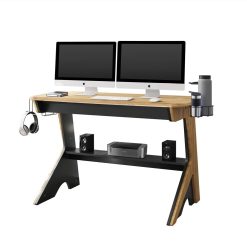 Techni Mobili Home Office 50" Computer Desk With 2 Cup Holders, Headphone Hook, And Wooden Frame, For Game Room, Small Space, Study Room - Brown -NEWTRAL Sales Shop Techni Mobili Home Office Computer Writing Desk Workstation with Two Cupholders and a Headphone Hook Pine 471500 3
