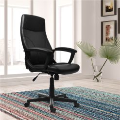 Techni Home Office Adjustable Rotatable Chair With Ergonomic Medium Backrest And Padded Armrest - Black